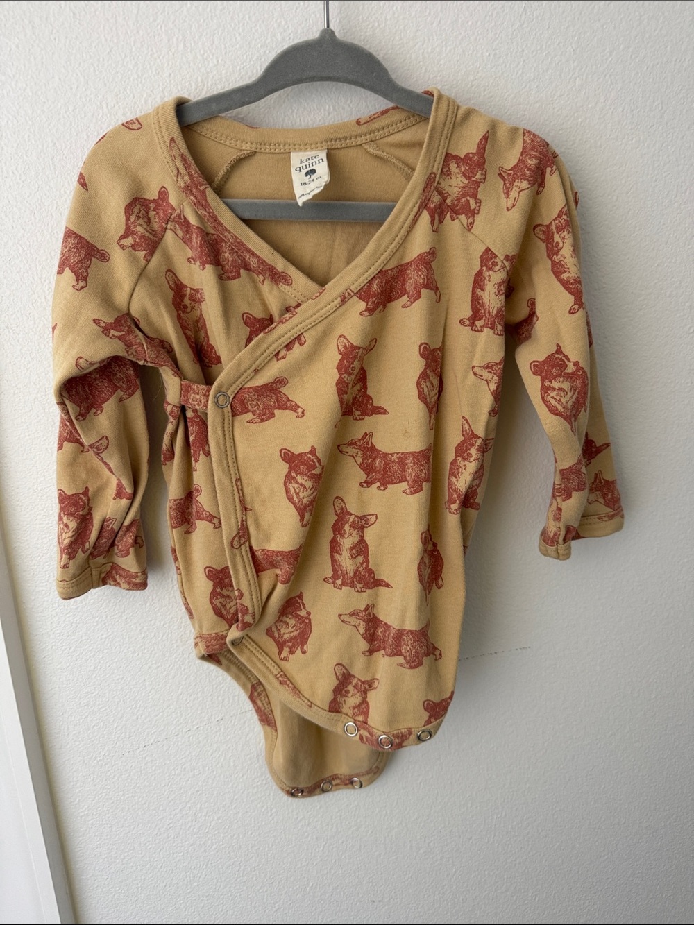 kate quinn Tan One-Piece Bodysuit with Rust Dog Print